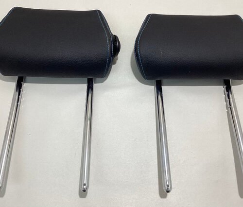 2016-2021 F87 BMW M2 Dakota Black Leather Rear Seat Headrests / Blue Stitching / B2008